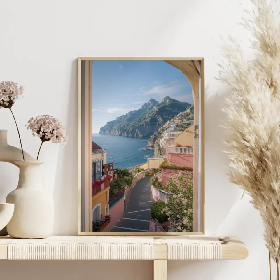 Poster mit Palmen und Sonnenuntergang am kalifornischen Strand 4