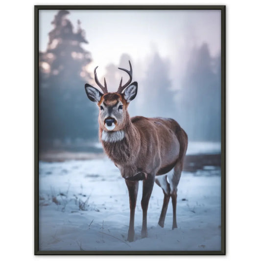 Vintage-Plakat mit einem Transporter auf einer verschneiten Straße 1