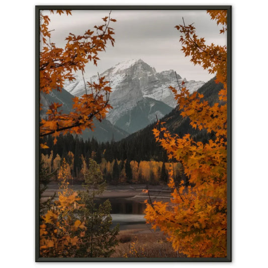 Ruhige Landschaft Poster mit unberührtem See und schneebedeckten Bergen 1