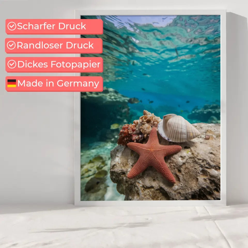 Poster rosa Bus mit Surfbrettern Strand Palmen Pastellfarben 70x50 cm