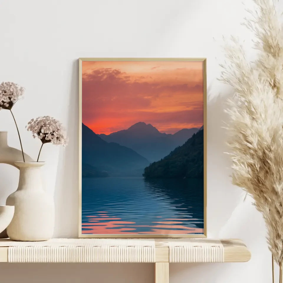 Poster Sonnenaufgang am See für eine bezaubernde Naturdekoration