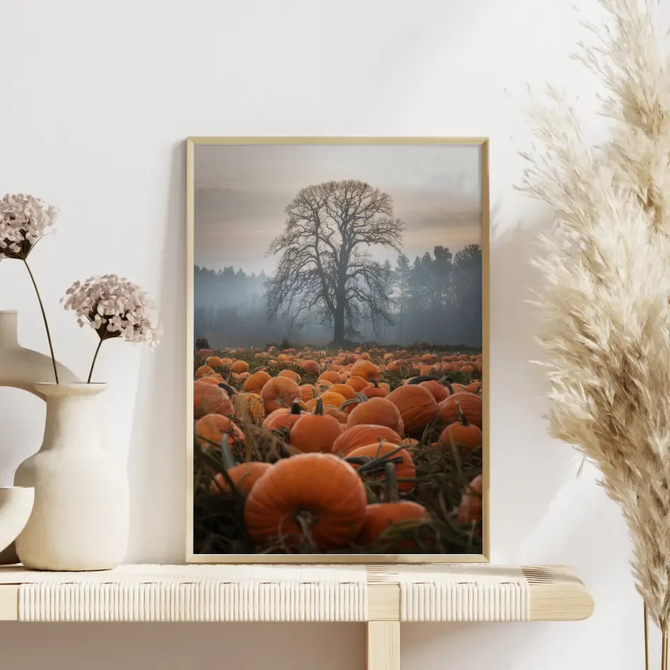 Herbststimmung mit Kürbissen Poster für Naturliebhaber und Deko