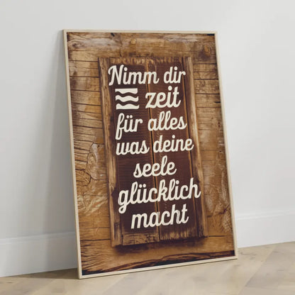 Poster mit Holz Hintergrund und inspirierendem Spruch für dein Zuhause