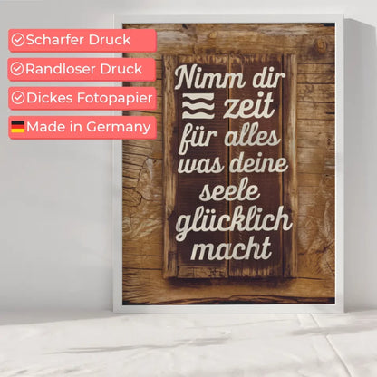 Poster mit Holz Hintergrund und inspirierendem Spruch für dein Zuhause