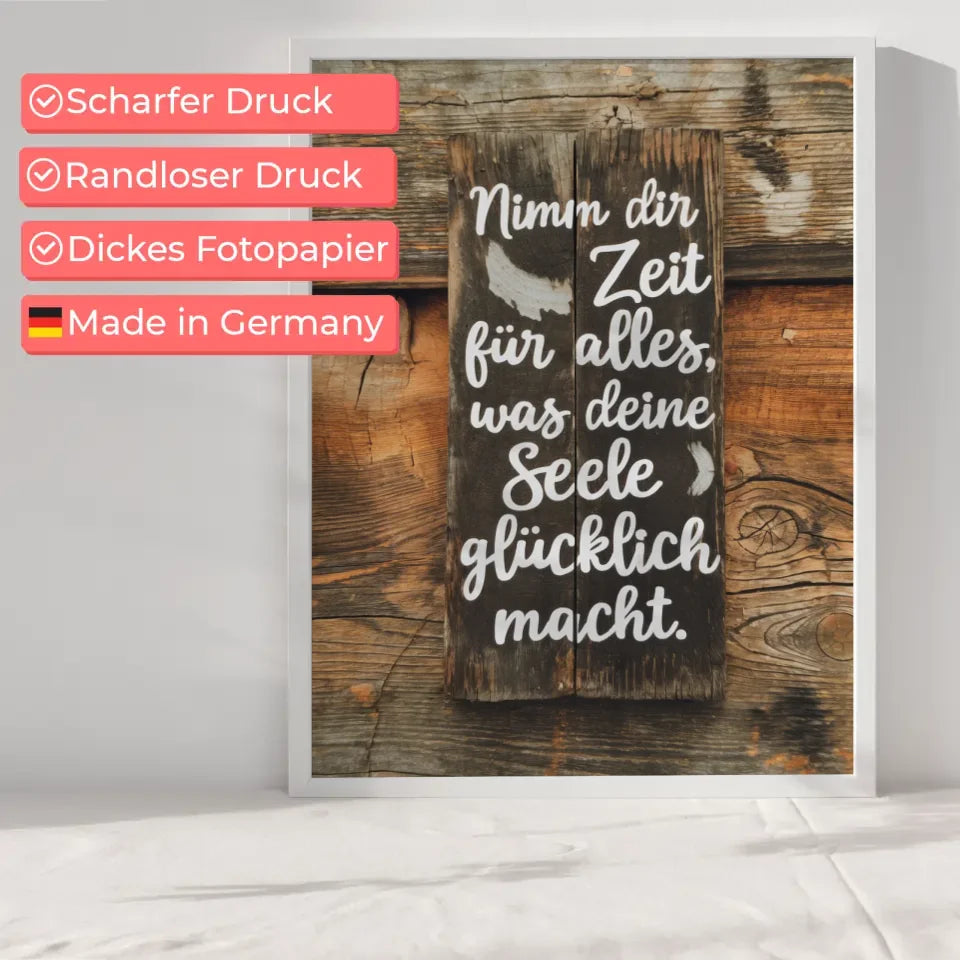 Rustikales Poster mit inspirierendem Spruch für dein Zuhause