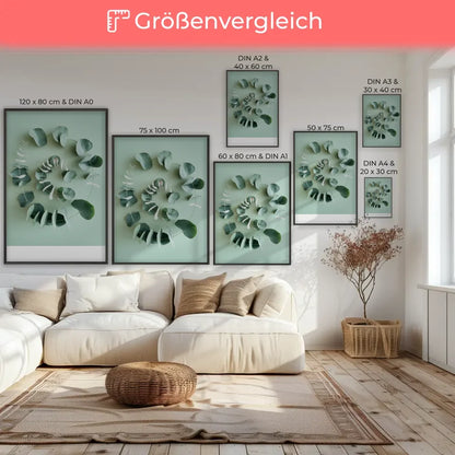 Künstlerischer Poster mit grünen Blättern für Ruhe und Natur atmosphäre