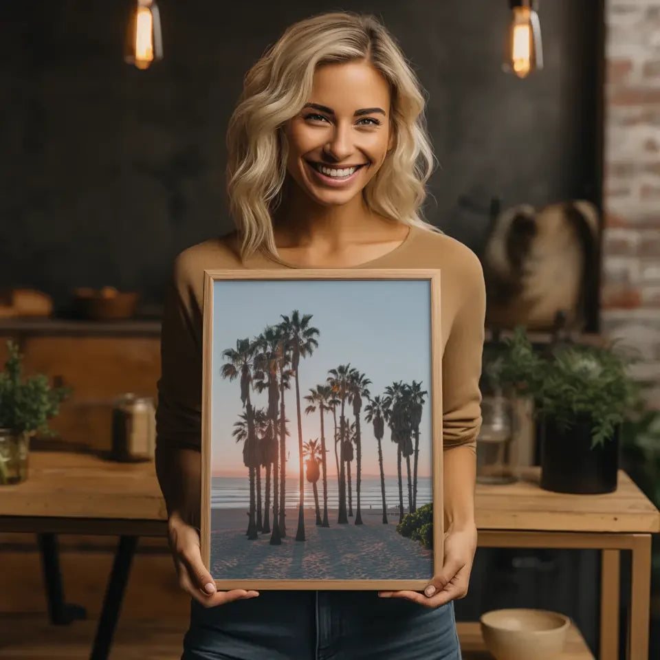 Poster von Kalifornischer Natur am Strand bei Sonnenuntergang