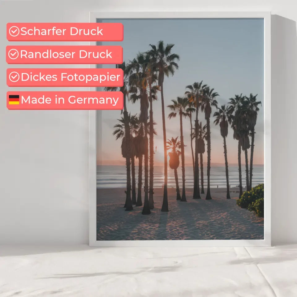 Poster von Kalifornischer Natur am Strand bei Sonnenuntergang