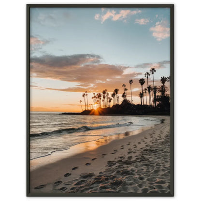 Poster Kalifornischer Strand Sonnenuntergang Palmen und Himmel