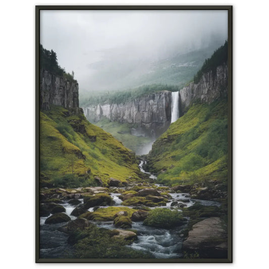 Poster Wasserfall Vøringsfossen Norwegen in nebliger Atmosphäre