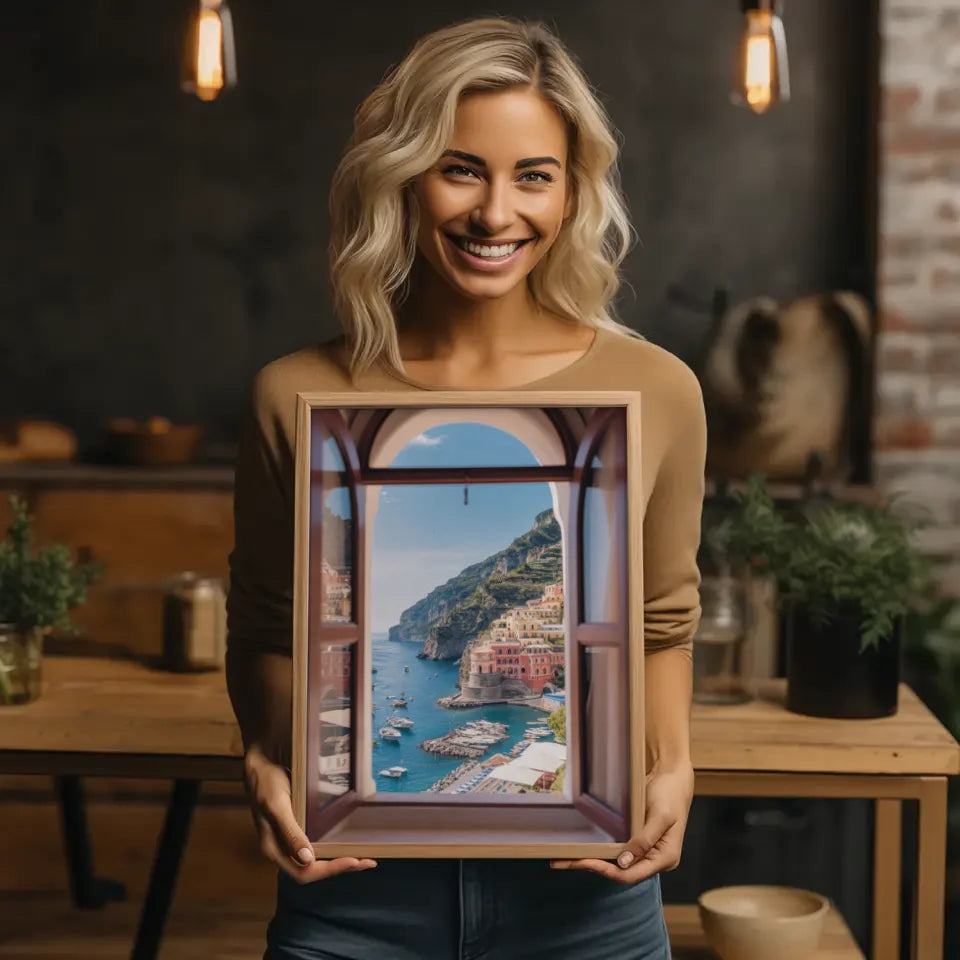 Buntes Blumenrahmen-Poster von Frida Kahlo mit starkem Blick 2