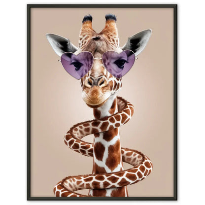 Verspielte Giraffe Poster mit spiralförmigem Hals und Sonnenbrille