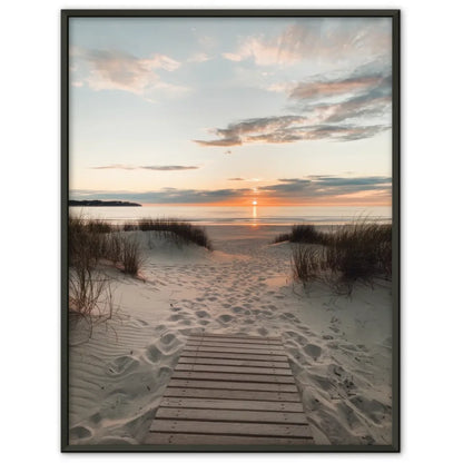 Poster mit ruhiger Strandszene bei Sonnenuntergang für gemütliches Wohnen