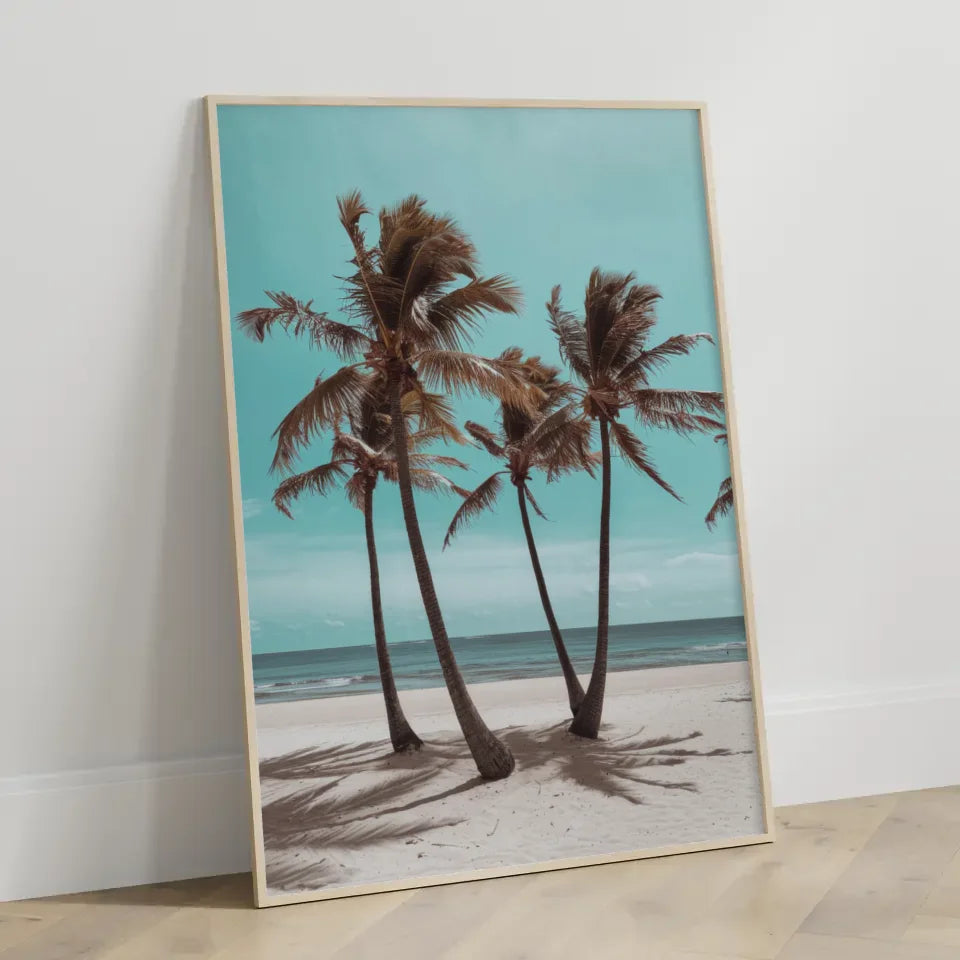 Poster einer Küstenlandschaft mit Sonnenuntergang in warmen Farben und Meer 3