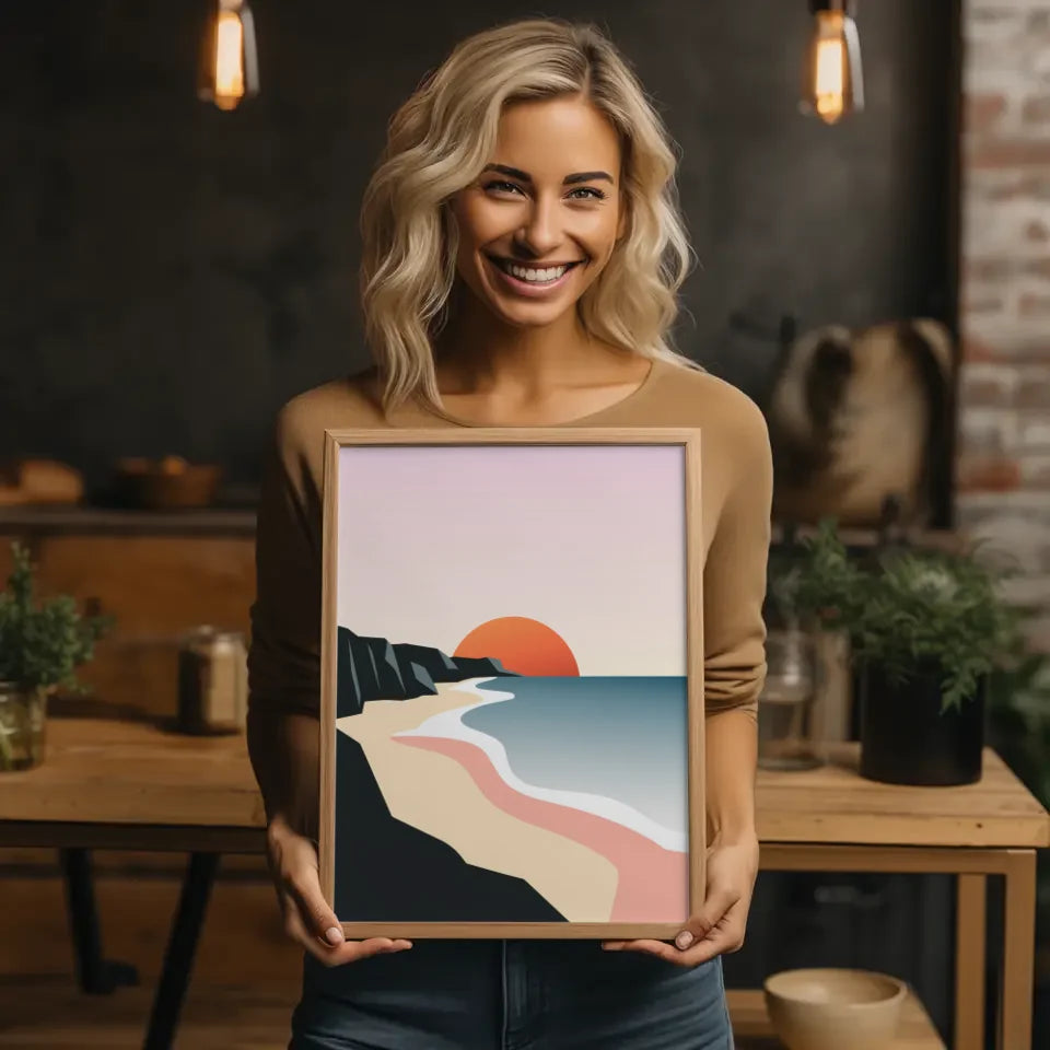 Herbstwald-Poster mit goldenen Lichtakzenten und Nebel, 70x50cm 2