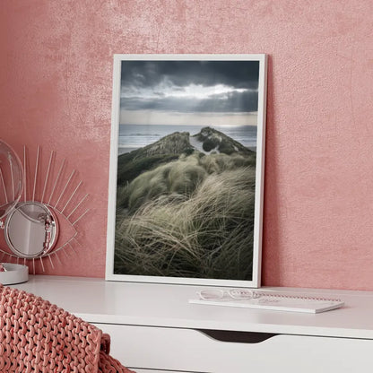 Poster verträumte Landschaft Gardasee mit Oldtimer auf Panoramastraße