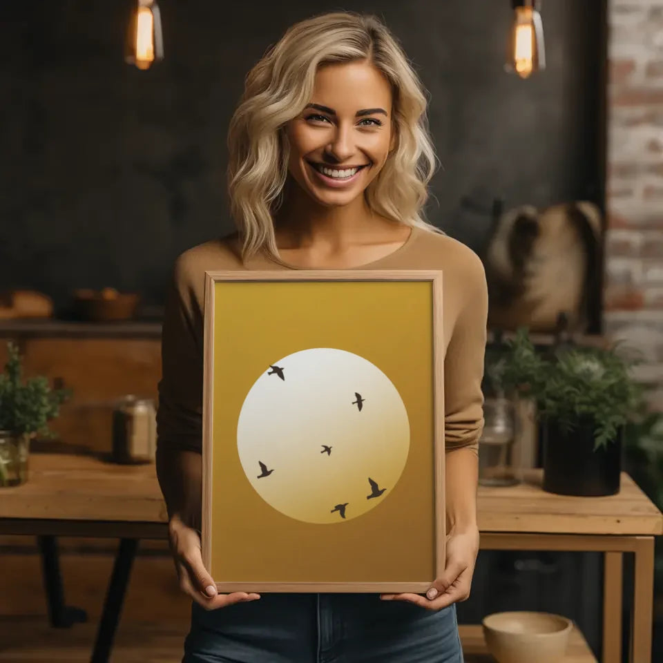 Seelandschaft mit Wald und Bergen - Sonnenaufgang & inspirierendes Zitat 2