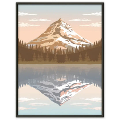 Poster majestätischer Berglandschaft mit ruhigem Wasser und Wald