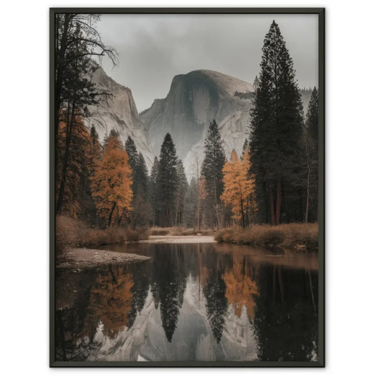 Poster von ruhiger Landschaft mit Granitfelsen und herbstlichen Bäumen