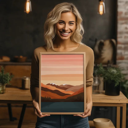 Ruhige Landschaft Poster mit Dämmerung in sanften Farben kaufen