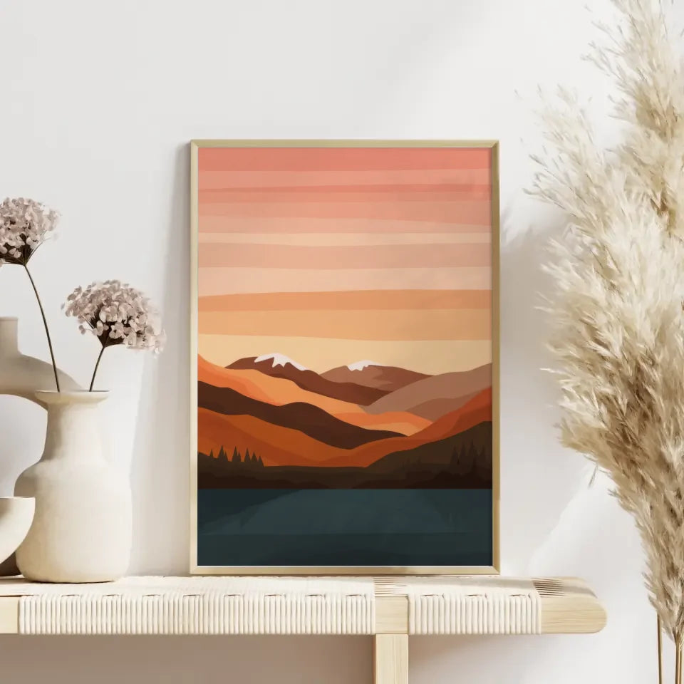 Ruhige Landschaft Poster mit Dämmerung in sanften Farben kaufen