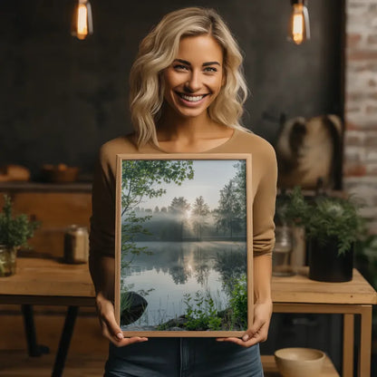 Poster verträumte Landschaft Gardasee mit Oldtimer auf Panoramastraße