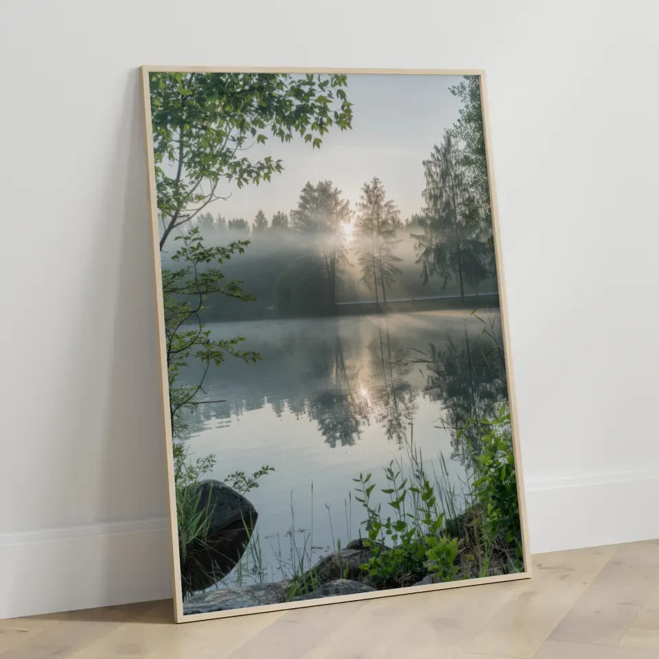 Poster verträumte Landschaft Gardasee mit Oldtimer auf Panoramastraße