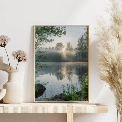 Poster verträumte Landschaft Gardasee mit Oldtimer auf Panoramastraße