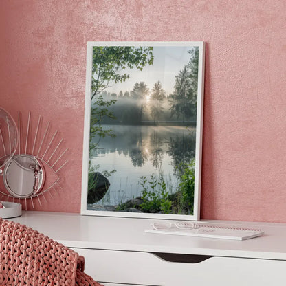 Poster verträumte Landschaft Gardasee mit Oldtimer auf Panoramastraße