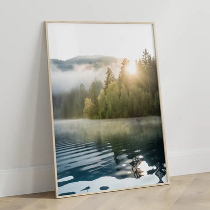 Poster verträumte Landschaft Gardasee mit Oldtimer auf Panoramastraße