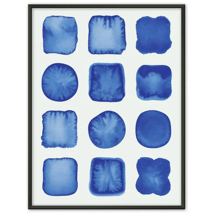 Aquarell-Poster mit blauen Pinselstrichen auf hellem Hintergrund 1