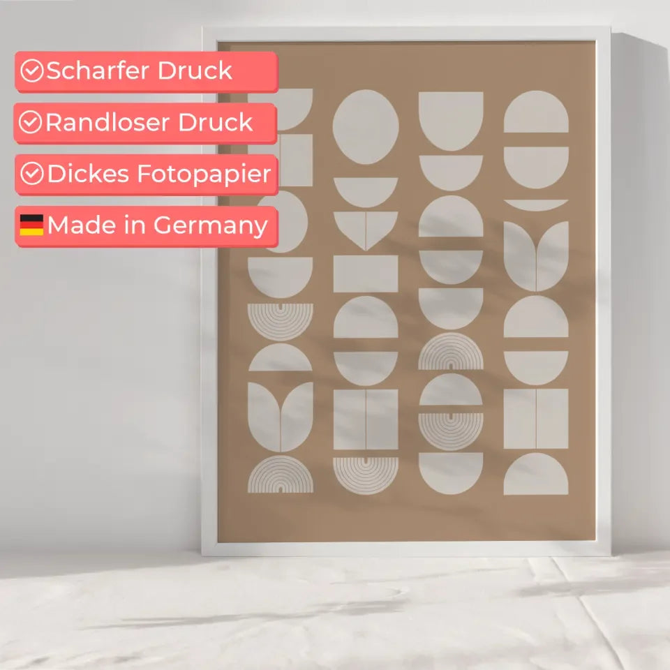 Aquarell Poster mit blauen Pinselstrichen und geometrischen Formen 6