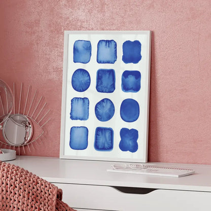 Aquarell-Poster mit blauen Pinselstrichen auf hellem Hintergrund 5