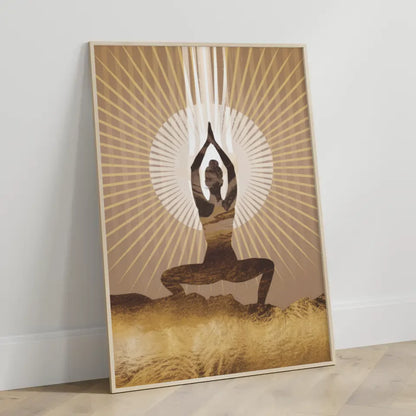 Yoga Poster mit strahlendem Hintergrund und energetischer Aura