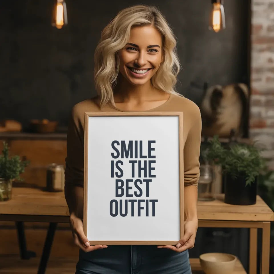 Poster mit Zitat Smile is the best Outfit im minimalistischen Design