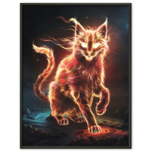 Tuschekunst-Poster Schlafende Katze mit Maybe Later-Schriftzug 1