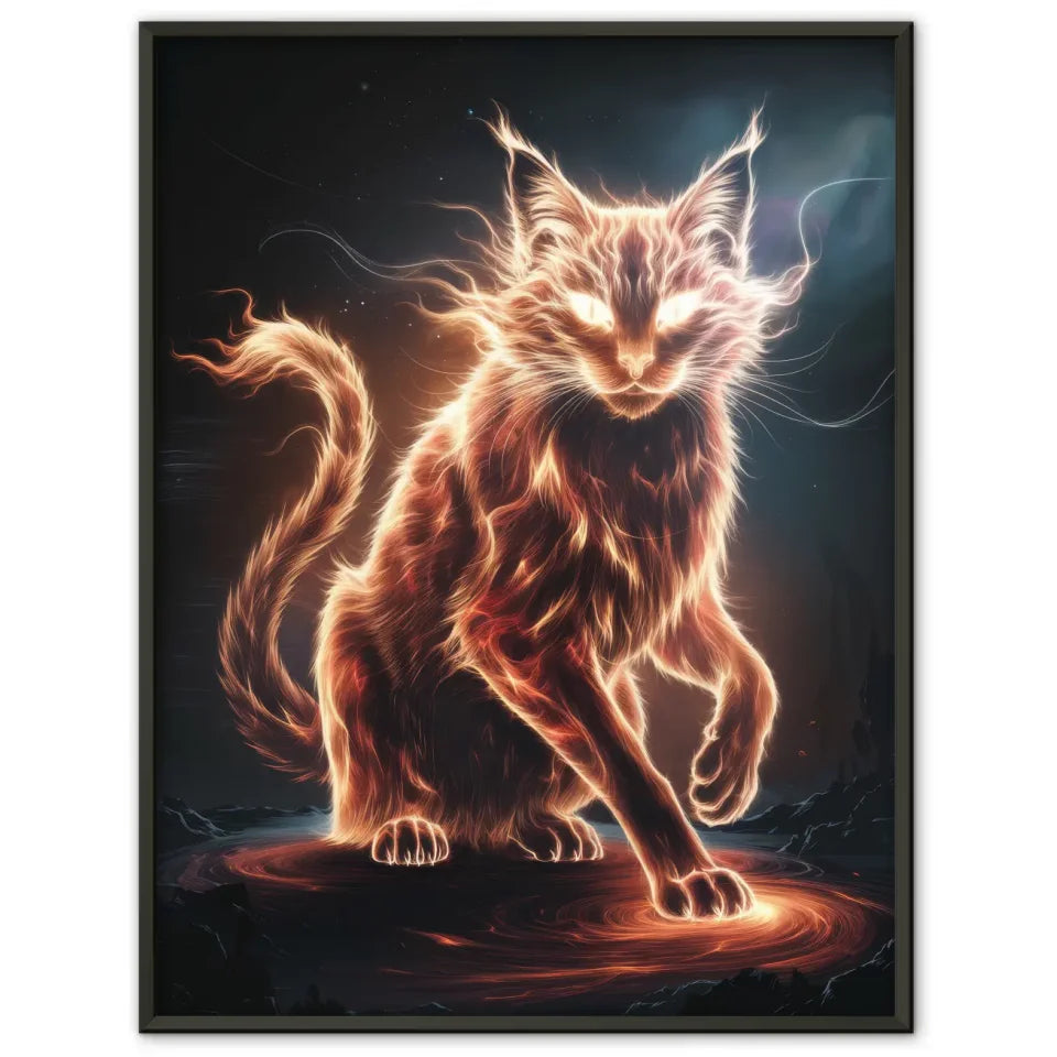 Tuschekunst-Poster Schlafende Katze mit Maybe Later-Schriftzug 1