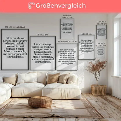 Poster mit inspirierendem Zitat für ein wertvolles Leben decorieren