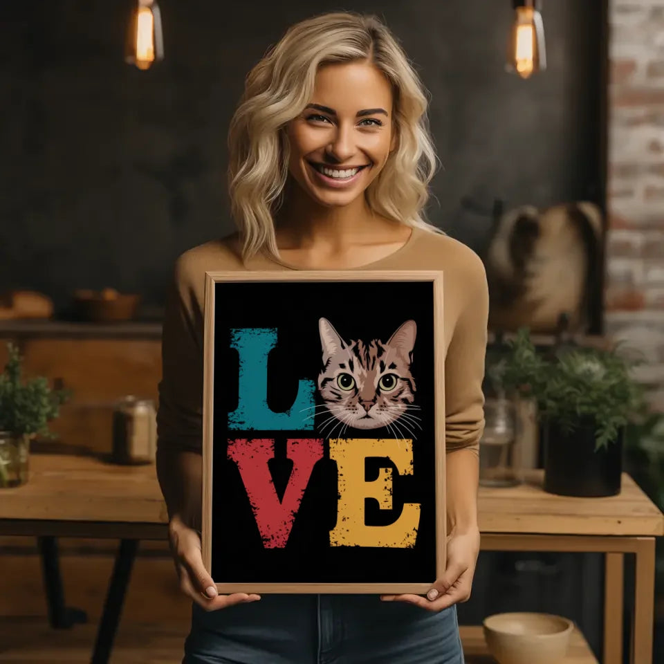 Poster einer Surferin im Sonnenuntergang auf einer Welle mit Himmel 2