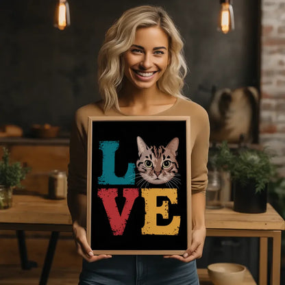 Poster einer Surferin im Sonnenuntergang auf einer Welle mit Himmel 2