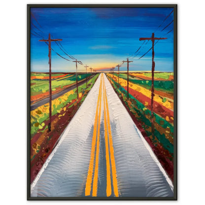 Lebhaftes Poster einer bunten Straße mit Himmel und Landschaftsmotiv 1