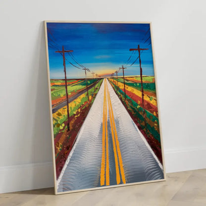 Lebhaftes Poster einer bunten Straße mit Himmel und Landschaftsmotiv 3