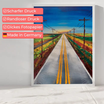 Lebhaftes Poster einer bunten Straße mit Himmel und Landschaftsmotiv 6