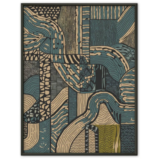 Bunter abstrakter Kunst-Poster mit geometrischen Mustern und Linien 1