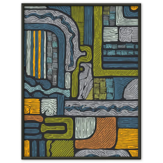 Bunter abstrakter Kunst-Poster mit geometrischen Mustern und Linien 1