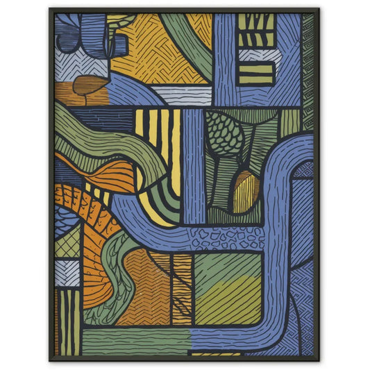 Bunter abstrakter Kunst-Poster mit geometrischen Mustern und Linien 1