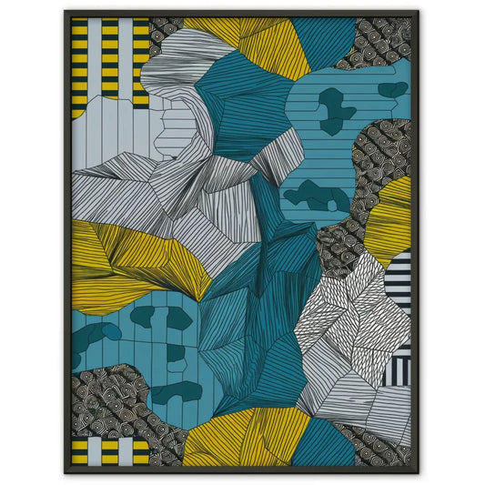 Bunter abstrakter Kunst-Poster mit geometrischen Mustern und Linien 1