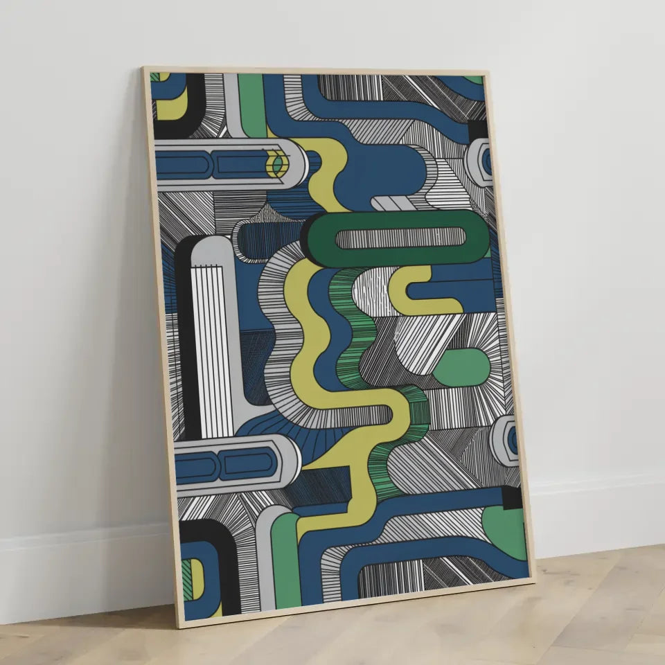 Poster dynamische Welle mit Spruch Lass das Meer dich befreien 3