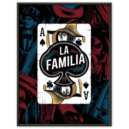 Vintage Chicano Poster La Familia mit distressed Design und Gangsterelementen