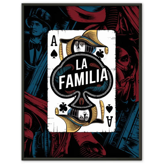 Vintage Chicano Poster La Familia mit distressed Design und Gangsterelementen